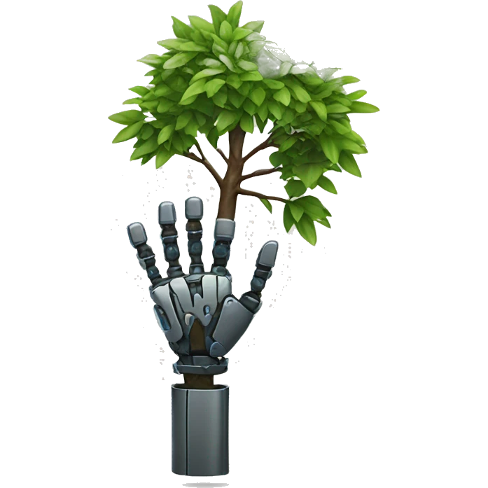 robot hand holdng tree sapling emoji