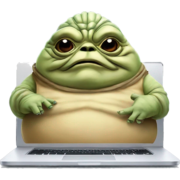 Jabba the Hutt from Star Wars with a laptop emoji