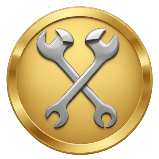 spanner icon within a gold coin emoji