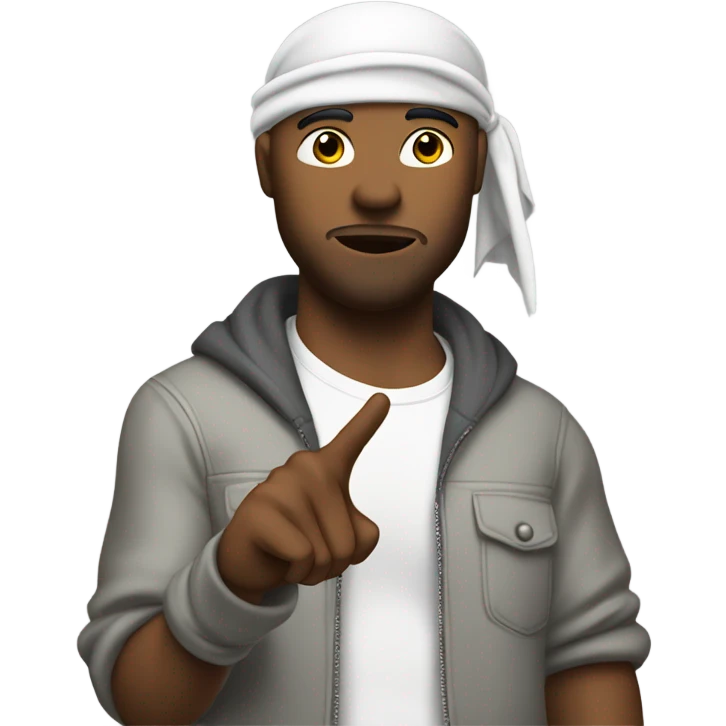 A gangster with durag on that saggs his pans and doese a pistol jesture emoji