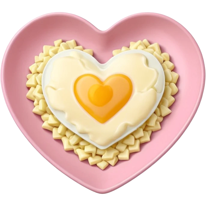 egg salad in a light pink heart shaped plate emoji