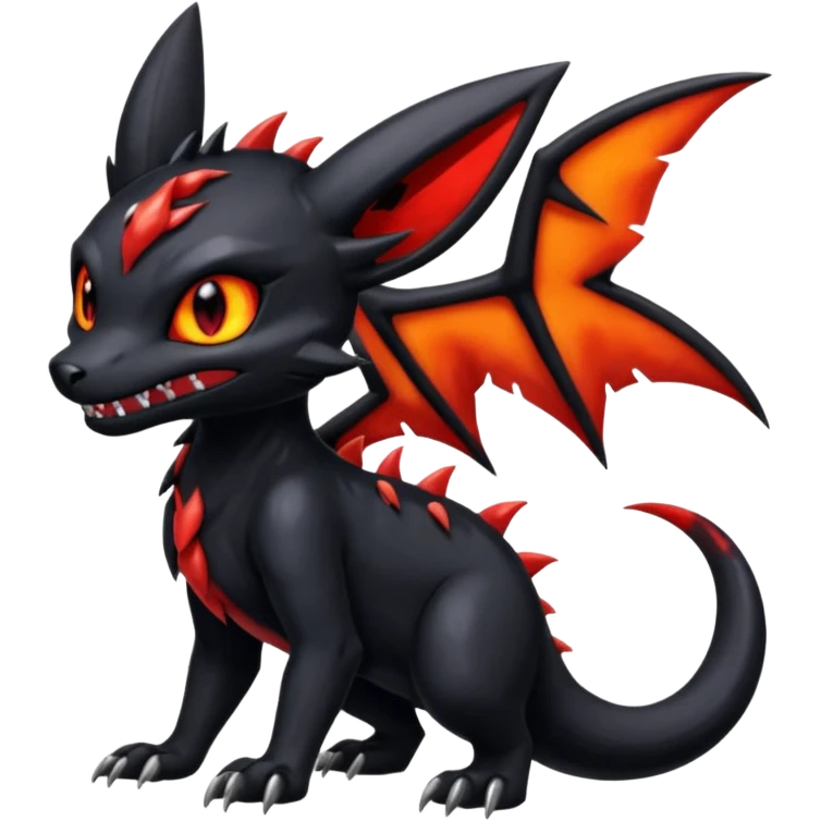 Shiny spooky evil Umbreon-Salandit-Charmeleon-Guilmon-fusion emoji