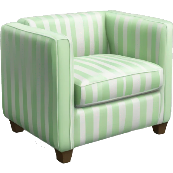 Striped pastel green and white sofa chair with square back emoji