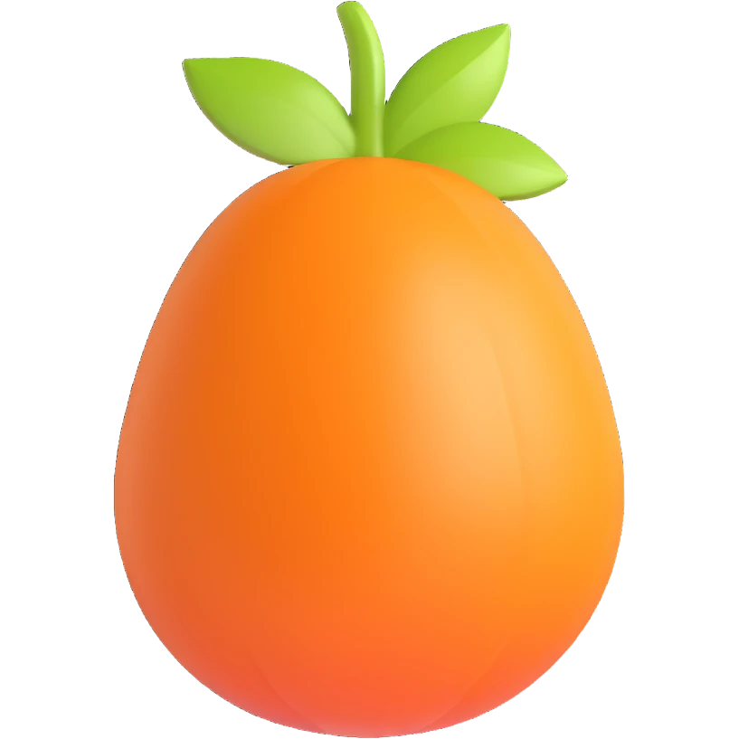 simple orange fruit, 3D, sleek, glossy, minimal, no text emoji