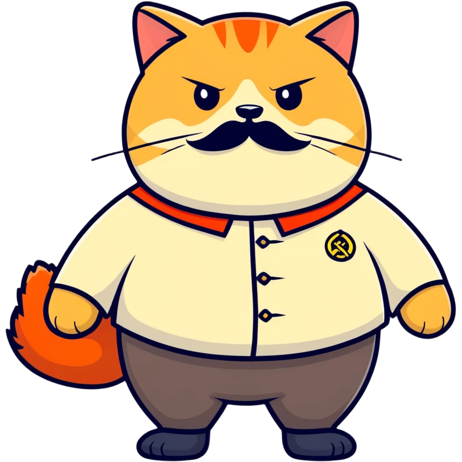 Fat ginger cat with Trotsky mustache and communist uniform emoji