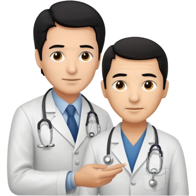 doctor black hair attending to a old man  emoji
