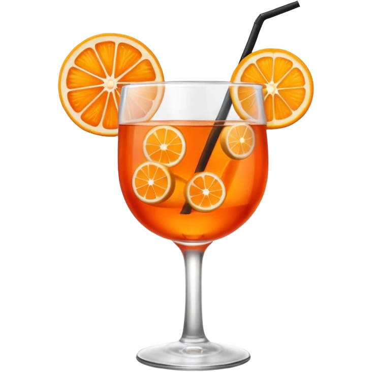 Mach mir einen Aperol in Emoji Stil - eine Orangenscheibe im Glas und ein Strohhalm - keine Deko  emoji