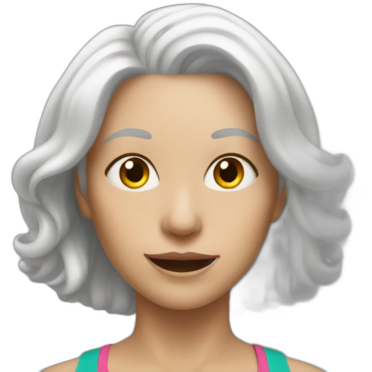 White hair woman in gym emoji