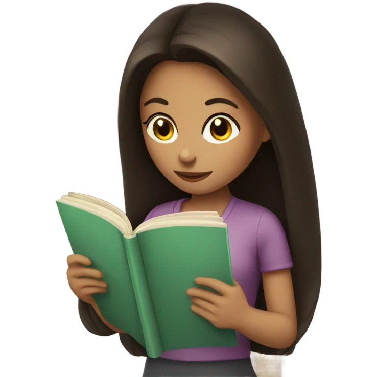Brunette reading a book emoji