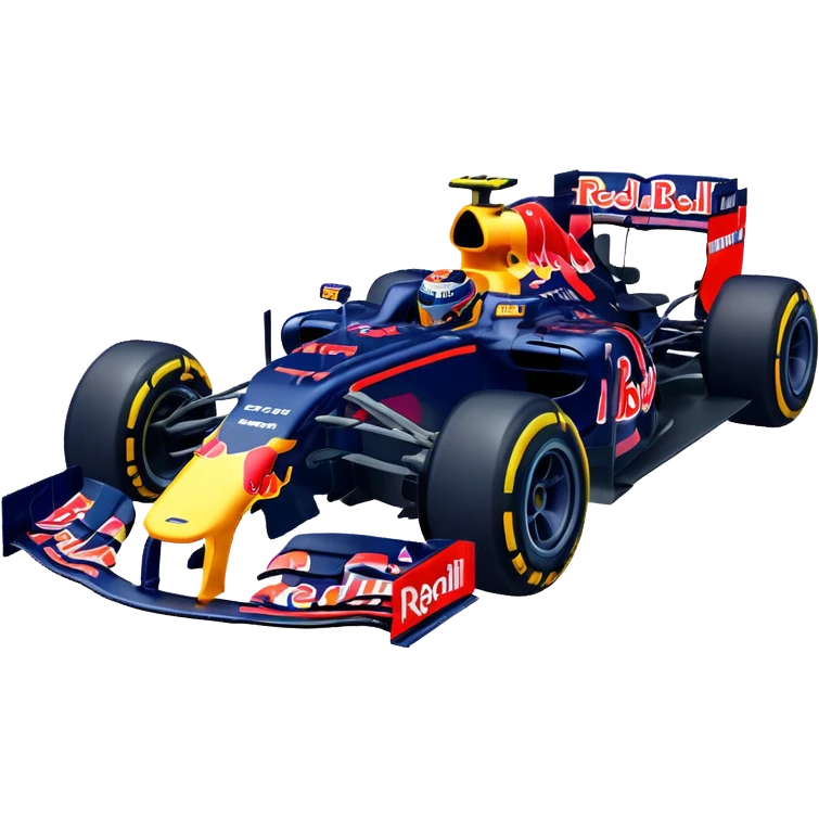 Make a Redbull f1 car with max Verstappen driving it emoji emoji