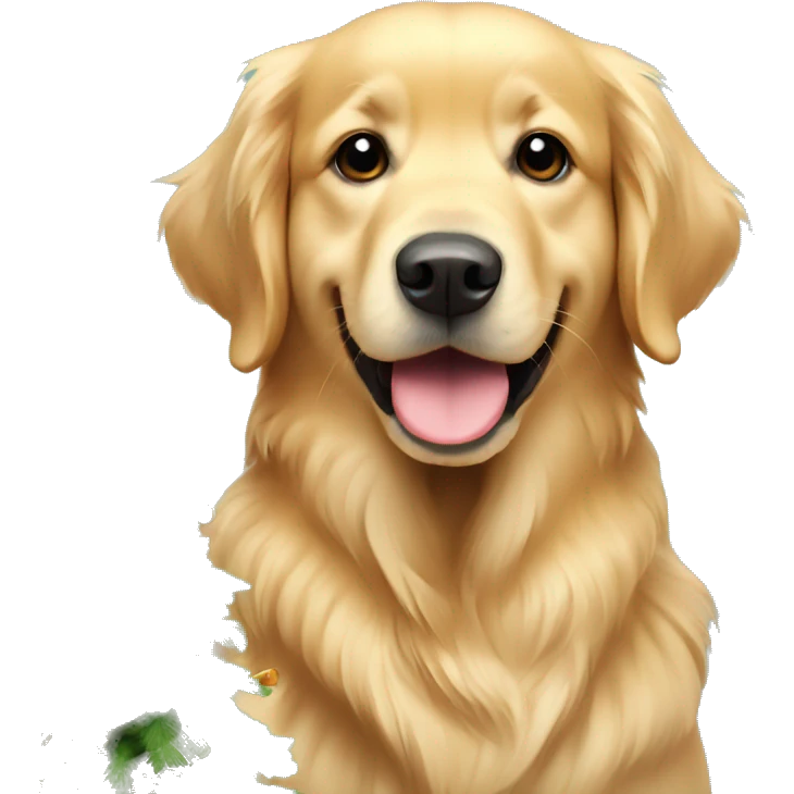 christmas golden retriever with christmas tree  emoji