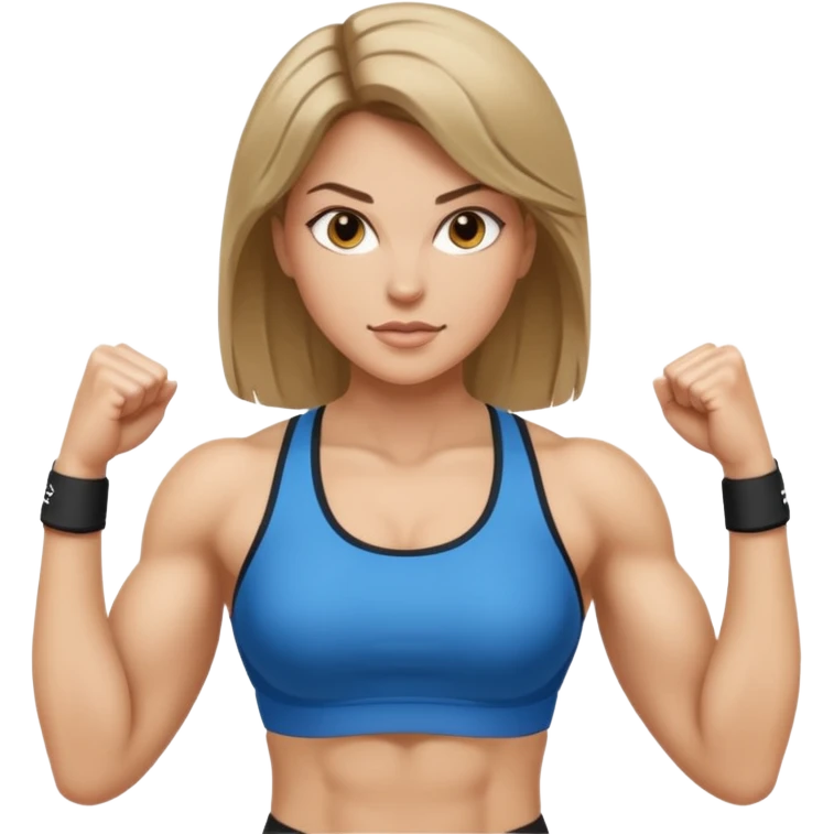 powerful woman fitness dark blonde hair white skin emoji
