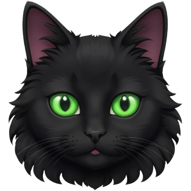 A beautiful cat black with Green eyes with body emoji