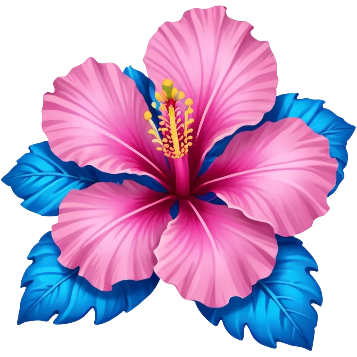 Pink and blue hibiscus  emoji