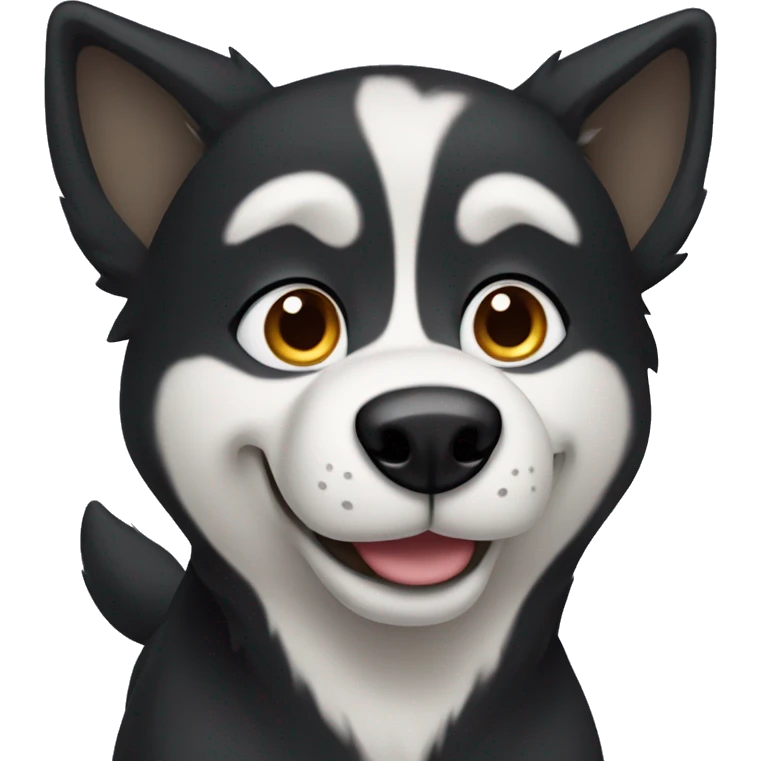 black husky dog with one ear up and one ear floppy down  emoji