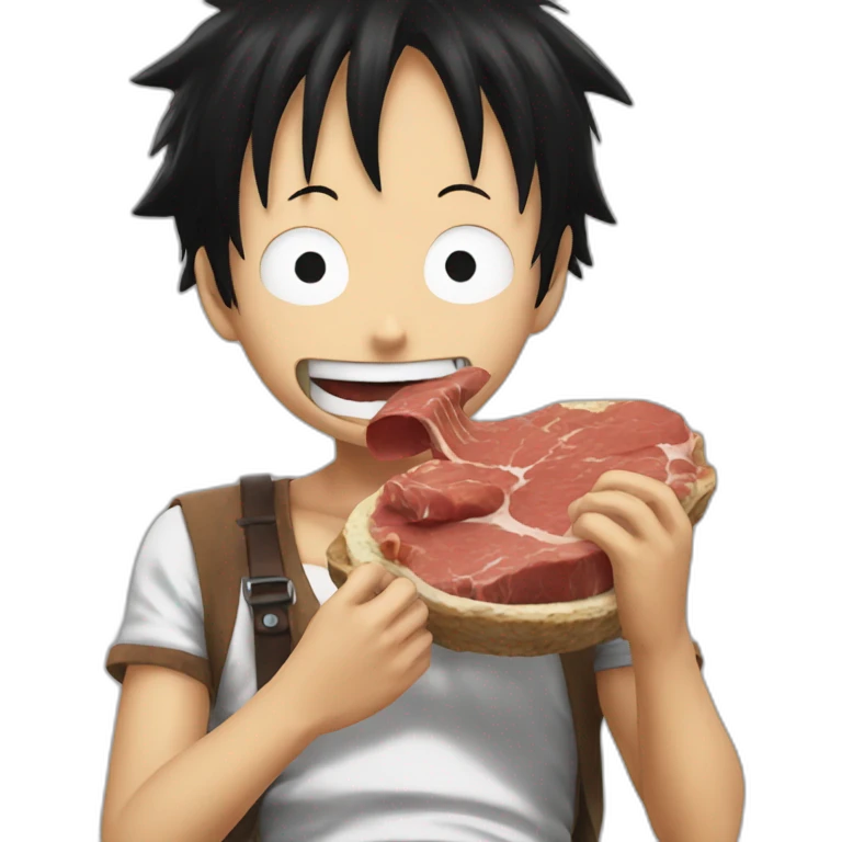 Luffy eating meat emoji
