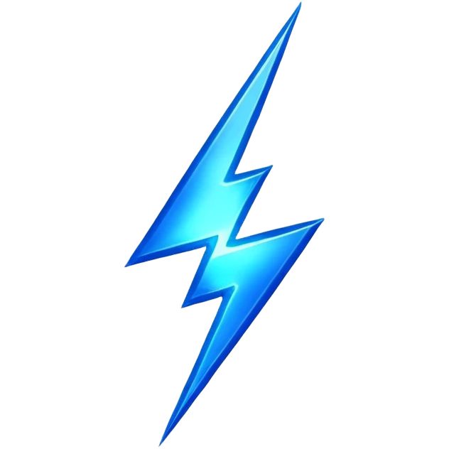 etA bright, jagged lightning bolt striking down, with a glowing, electric blue or yellow glow, symbolizing power and intensity emoji
