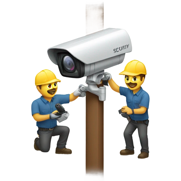 Two men installing a security camera emoji
