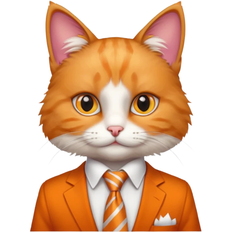 cat in white shirt, orange tie emoji