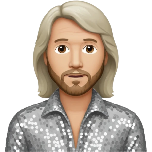 Barry Gibb from Bee Gees with light grey sequin outfit emoji