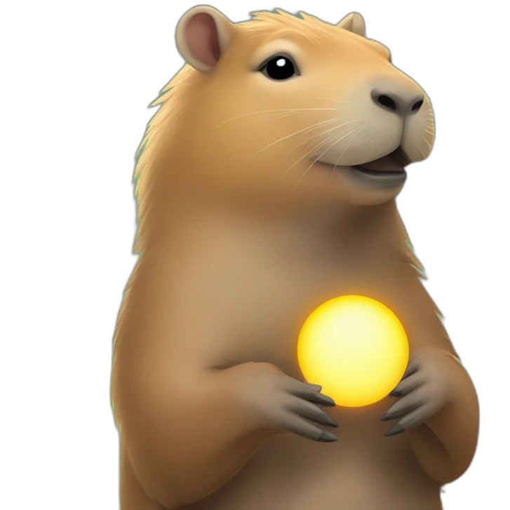 Capybara with the sun in her hands emoji