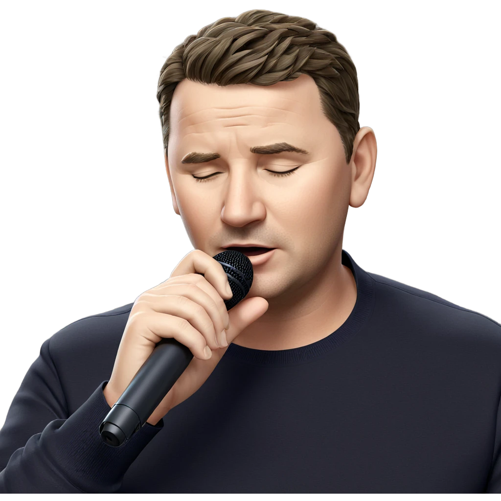 male singer with closed eyes emoji