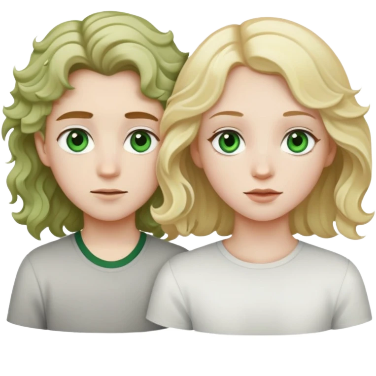 A girl with pale skin ,green eyes and wavy hair and a boy with pale skin,brown eyes and blonde hair emoji