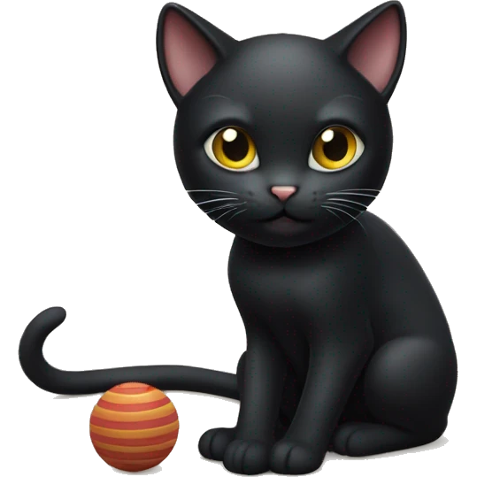 Black cat playing with toy mouse emoji