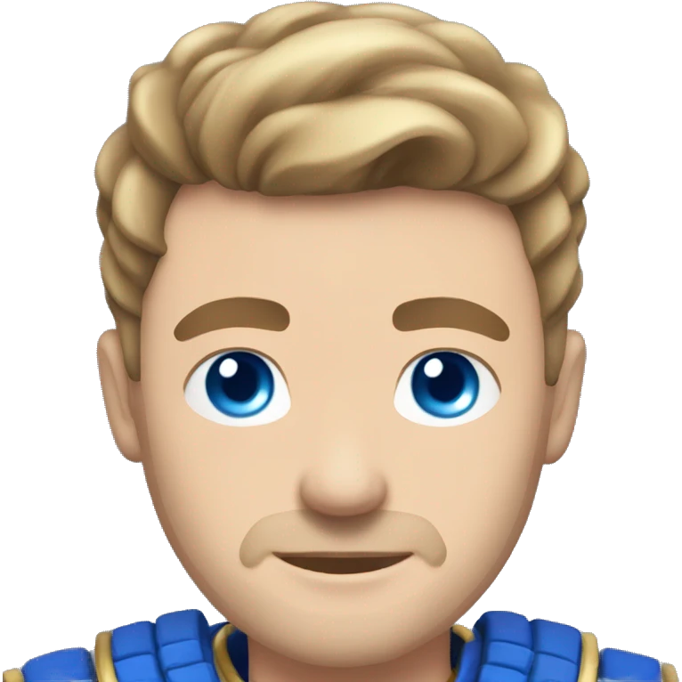 British white male with skin fade brown hair and blue eyes wearing a Mongolian warrior outfit emoji