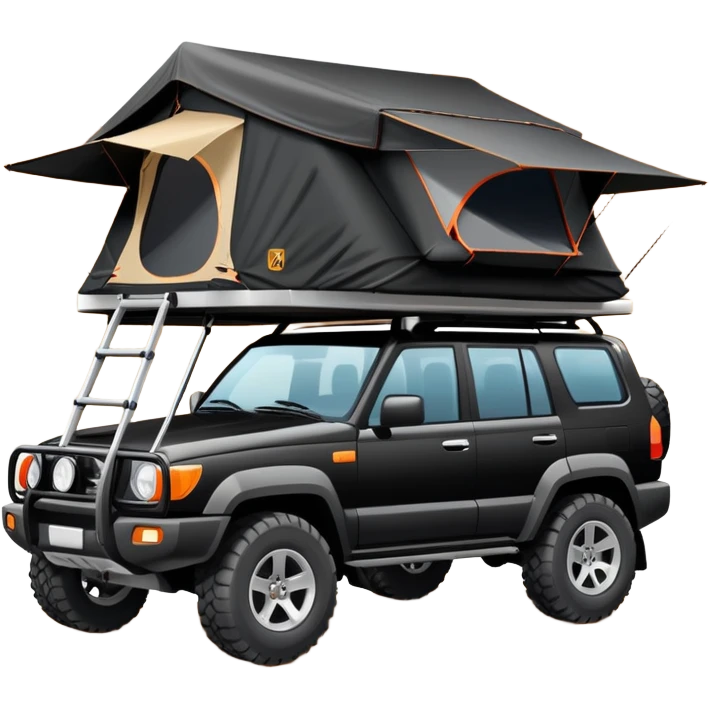 black car with roof tent emoji