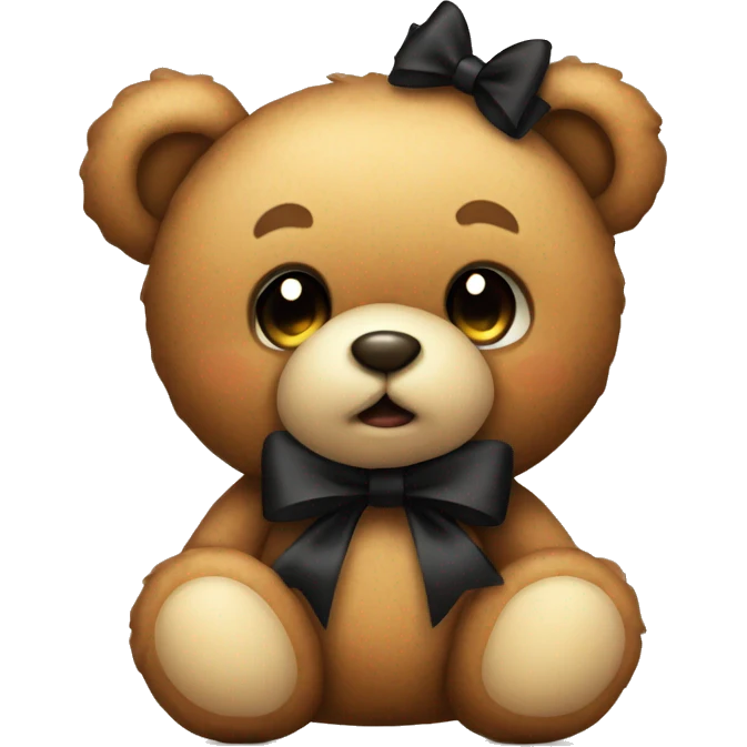 Cute teddy bear with black bow emoji