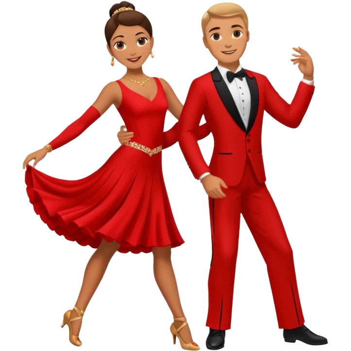 dancesport couple with red outfit emoji