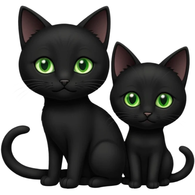Big black cat next to a black kitten emoji