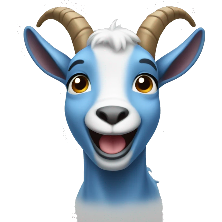 Blue goat whole body pretty smiling excited  emoji