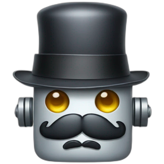robot with one eye a mustache a bowler hatses emoji