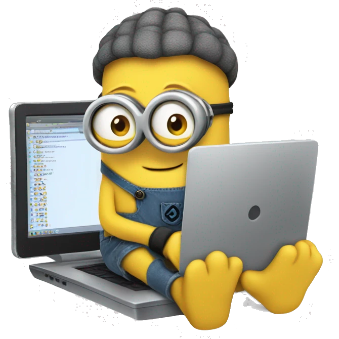 Kevin Minion on computer typing emoji