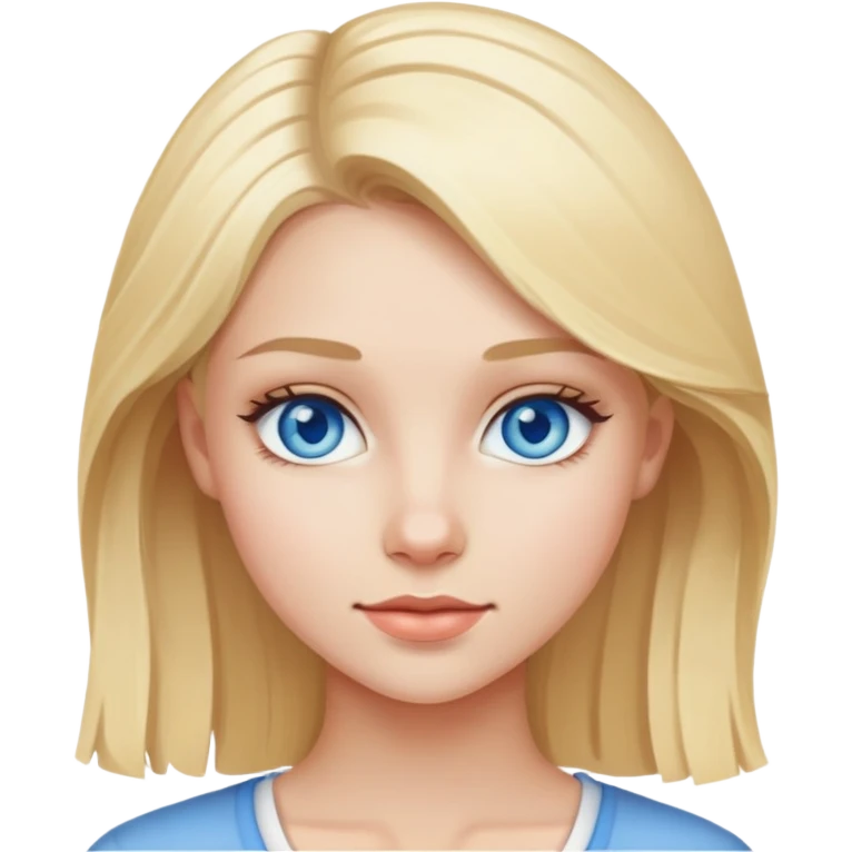Blonde young adult female blue eyes pretty emoji