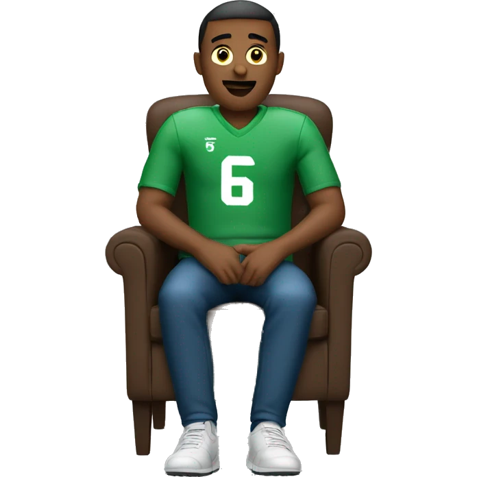 man sitting in chair watching football emoji