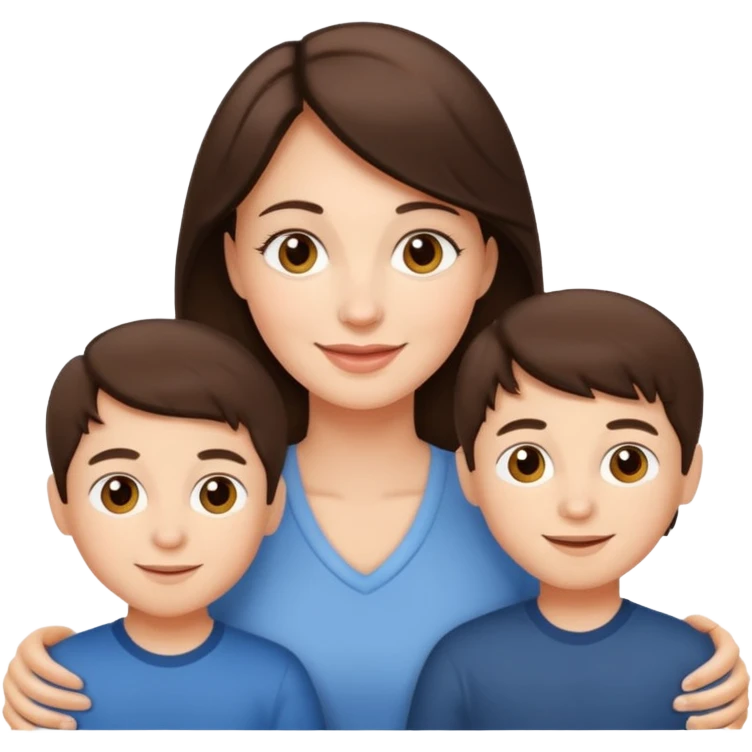  Happy Light brunette beautiful mom with 3 sons emoji