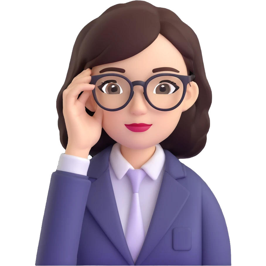 business lady with black rimmed glasses emoji