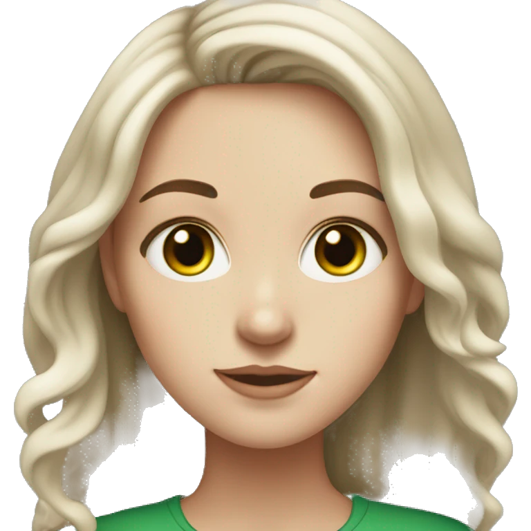 white girl with bright green eyes and brown, medium length hair emoji