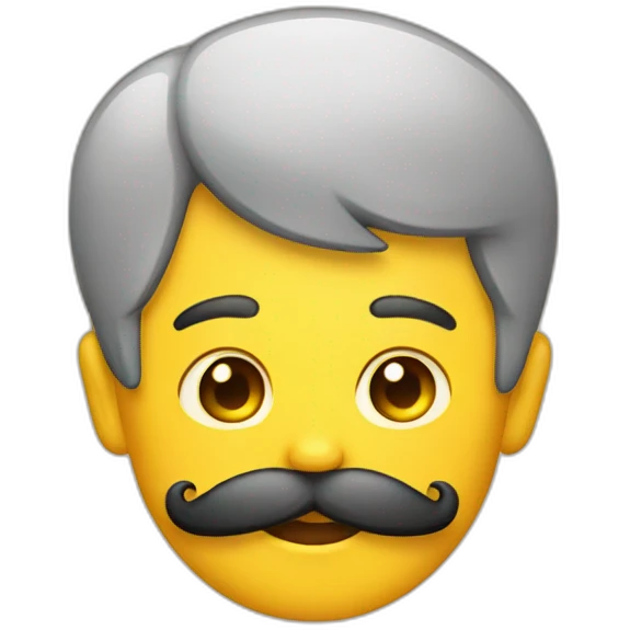 A yellow emoji with a mustache and black hair emoji
