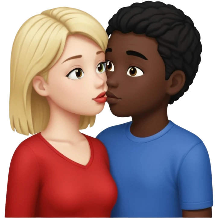 With boy kisses black girl emoji