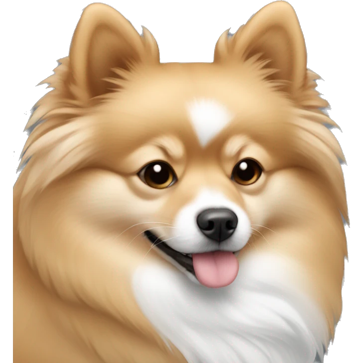 pomeranian-spitz mix light brown and white with gray ears sleeping emoji