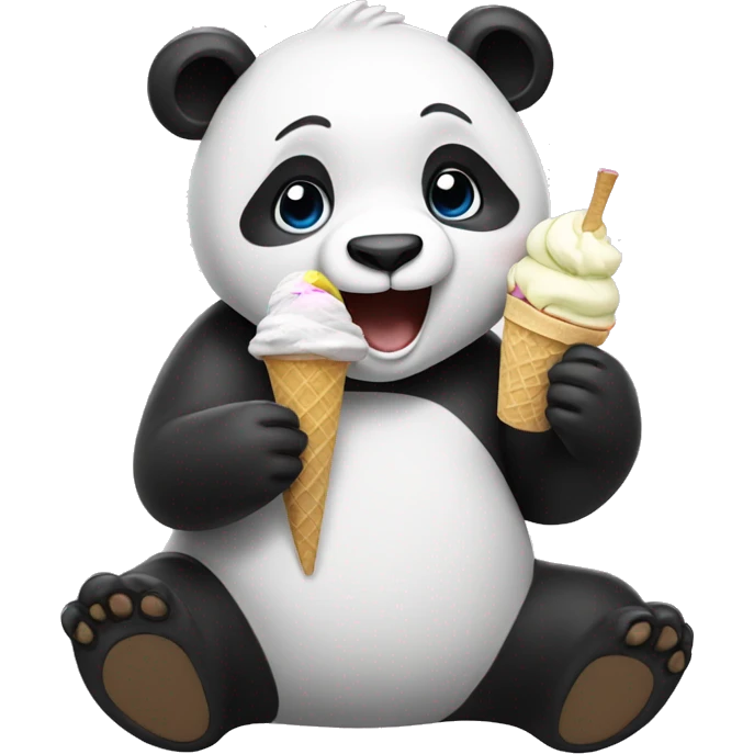 Panda eating ice cream emoji