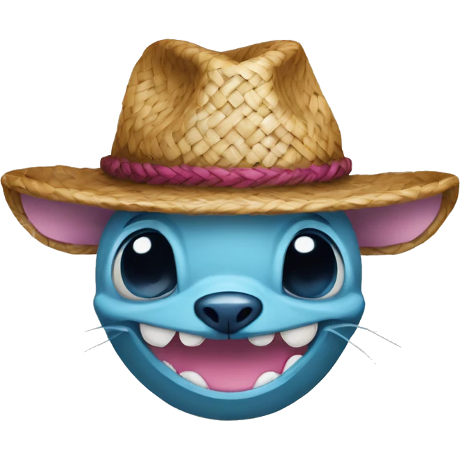 Stitch avec un chapeau de paille et une cicatrice sous l’oeil emoji