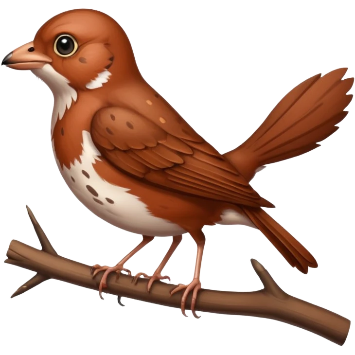 A curious fox sparrow perched on a thin branch. emoji