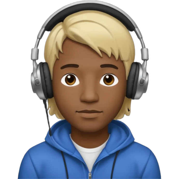 blonde black man wearing headphones emoji
