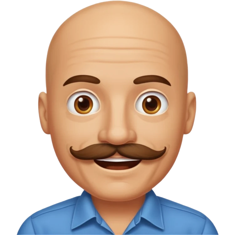 bald mustache man,Big mustache.
negative: Dont use same face style. emoji