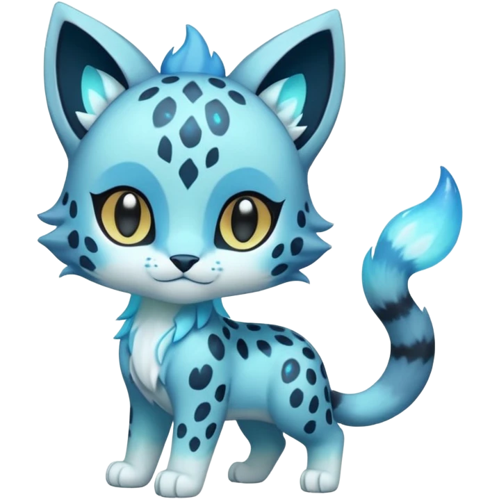 Colorful Iridescent Shiny Pastel Nebulae Glowing Neon Bioluminescent Bright Icy Elemental Pawny Majestic Elegant Adorable Chibi Baby Liepard-Amaura-Litten-Sprigatito-Caracal-Lynx-Genet-Civet-Glaceon-Pokémon-fusion-creature (full body) emoji